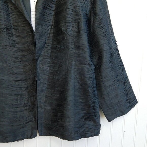 Eileen Fisher Ripple Bindu Silk Jacket Size M NWT Graphite Gray 3/4 Sleeve New - Picture 5 of 12